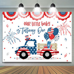 Amerikanischer LKW Thema Hintergrund zum 1. Geburtstag für Jungen