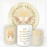 Engel Flügel In Blätter Kranz Runden Baby Dusche Hintergrund Bausatz