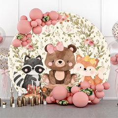 Tier Blumen Blätter Runden Hintergrund Für Geburtstag