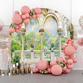 Gewölbt Marmor Szene Mit Regenbogen Runden Urlaub Hintergrund