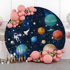 Astronaut Planet Raum Kreis Hintergrund Für Geburtstag