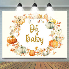 Herbst Kürbis Mit Blume Blätter Babydusche Hintergrund