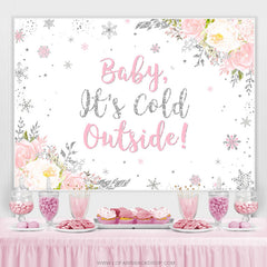 Baby Es ist Kalt Außen Rosa Blumen Babydusche Hintergrund