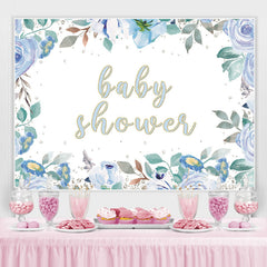 babydusche Blau Blumen Funkeln Hintergrund für Junge