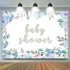 babydusche Blau Blumen Funkeln Hintergrund für Junge
