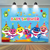 babydusche Karikatur Thema Hai Unterseeisch Party Hintergrund