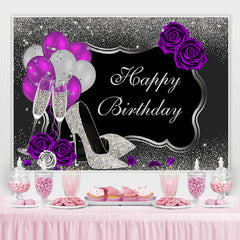 Ballon Und Blumen Silber Funkeln Geburtstag Hintergrund