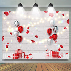 Ballon Und Geschenk Mit Weiss Ziegel Geburtstag Hintergrund
