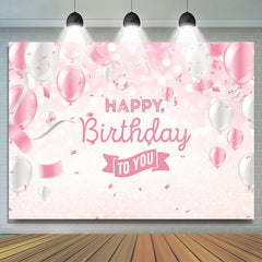 Ballon Schleife Rosa Weiss Glücklich Geburtstag Funkeln Bokeh Hintergrund