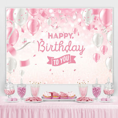 Ballon Schleife Rosa Weiss Glücklich Geburtstag Funkeln Bokeh Hintergrund