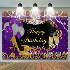 Luftballons Leopard Lila Gold Hoch Absätze Geburtstag Hintergrund für Frauen