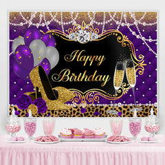 Luftballons Leopard Lila Gold Hoch Absätze Geburtstag Hintergrund für Frauen