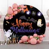 Schläger Kürbis Und Geist Glücklich Halloween Kreis Hintergrund