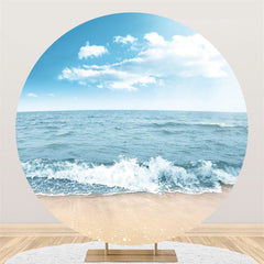 Strand Sand Meer Blau Himmel Sommer Thema Geburtstag Hintergrund