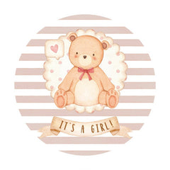 Beige-Weiß Streifen Tragen Thema Runden Baby Dusche Hintergrund