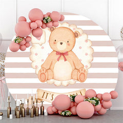 Beige-Weiß Streifen Tragen Thema Runden Baby Dusche Hintergrund