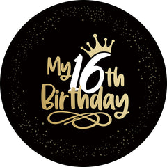 Schwarz 16 Geburtstag Party Gold Runden Hintergründe