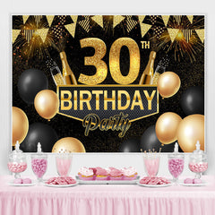 Schwarz Und Gold Ballon 30 Geburtstag Party Hintergrund