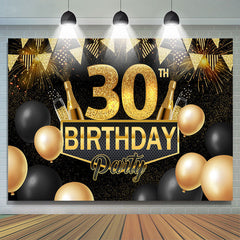 Schwarz Und Gold Ballon 30 Geburtstag Party Hintergrund