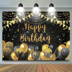 Schwarz Und Gold Bokeh Funkeln Glücklich Geburtstag Hintergrund