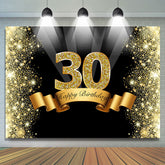 Schwarz Und Gold Funkeln Bokeh 30 Geburtstag Hintergrund