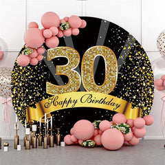 Schwarz Und Gold Funkeln Glücklich 30 Geburtstag Runden Hintergründe