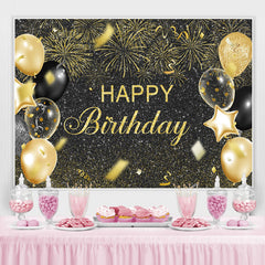 Schwarz Und Golden Ballon Funkeln Glücklich Geburtstag Hintergrund