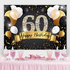 Schwarz Und Golden Ballon Glücklich 60 Geburtstag Hintergrund