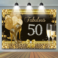 Schwarz Und Golden Hoch Hacke Glücklich 50 Geburtstag Hintergrund