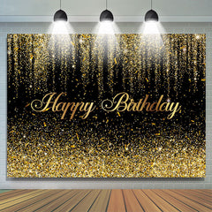 Schwarz Und Golden Viele Bänder Glücklich Geburtstag Hintergrund