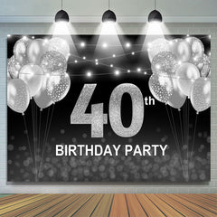 Schwarz Und Silber Ballon Glücklich 40 Geburtstag Hintergrund