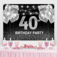 Schwarz Und Silber Ballon Glücklich 40 Geburtstag Hintergrund