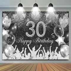 Schwarz Und Silber Funkeln Luftballons 30 Geburtstag Hintergrund