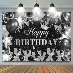 Schwarz Und Silber Funkeln Lasst uns Beifall Geburtstag Hintergrund
