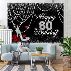 Schwarz Und Weiss Funkeln Glücklich 60 Geburtstag Hintergrund