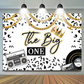 Schwarz Und Weiss Golden Krone Glücklich 1 Geburtstag Hintergrund