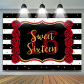 Schwarz und weiß Streifen Süss 16 Geburtstag Hintergrund
