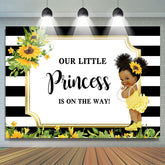 Schwarz Und Weiss Streifen Sonnenblume babydusche Hintergrund