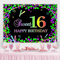 Schwarz Farbe Süss 16 Glücklich Geburtstag Hintergrund Für Party