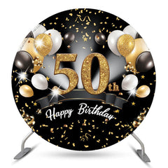 Schwarz Gold Ballon Glücklich 50 Geburtstag Runden Hintergrund