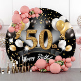 Schwarz Gold Ballon Glücklich 50 Geburtstag Runden Hintergrund