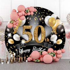 Schwarz Gold Ballon Glücklich 50 Geburtstag Runden Hintergrund