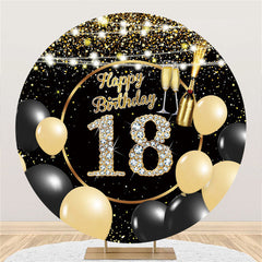 Schwarz Gold Luftballons Funkeln Runden 18 Geburtstag Hintergrund