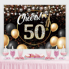 Schwarz Golden Ballon Beifall 50 Glücklich Geburtstag Hintergrund