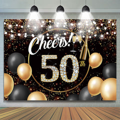 Schwarz Golden Ballon Beifall 50 Glücklich Geburtstag Hintergrund