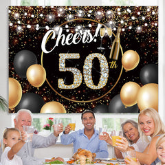 Schwarz Golden Ballon Beifall 50 Glücklich Geburtstag Hintergrund