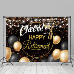 Schwarz Golden Ballon Prost Glücklich Ruhestand Hintergrund
