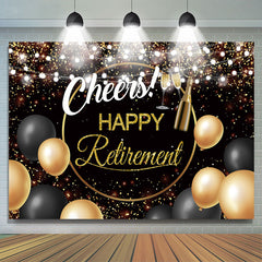 Schwarz Golden Ballon Prost Glücklich Ruhestand Hintergrund