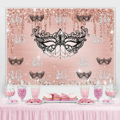 Schwarz Maske Rosa Diamanten Funkeln 16 Geburtstag Hintergrund