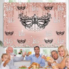 Schwarz Maske Rosa Diamanten Funkeln 16 Geburtstag Hintergrund